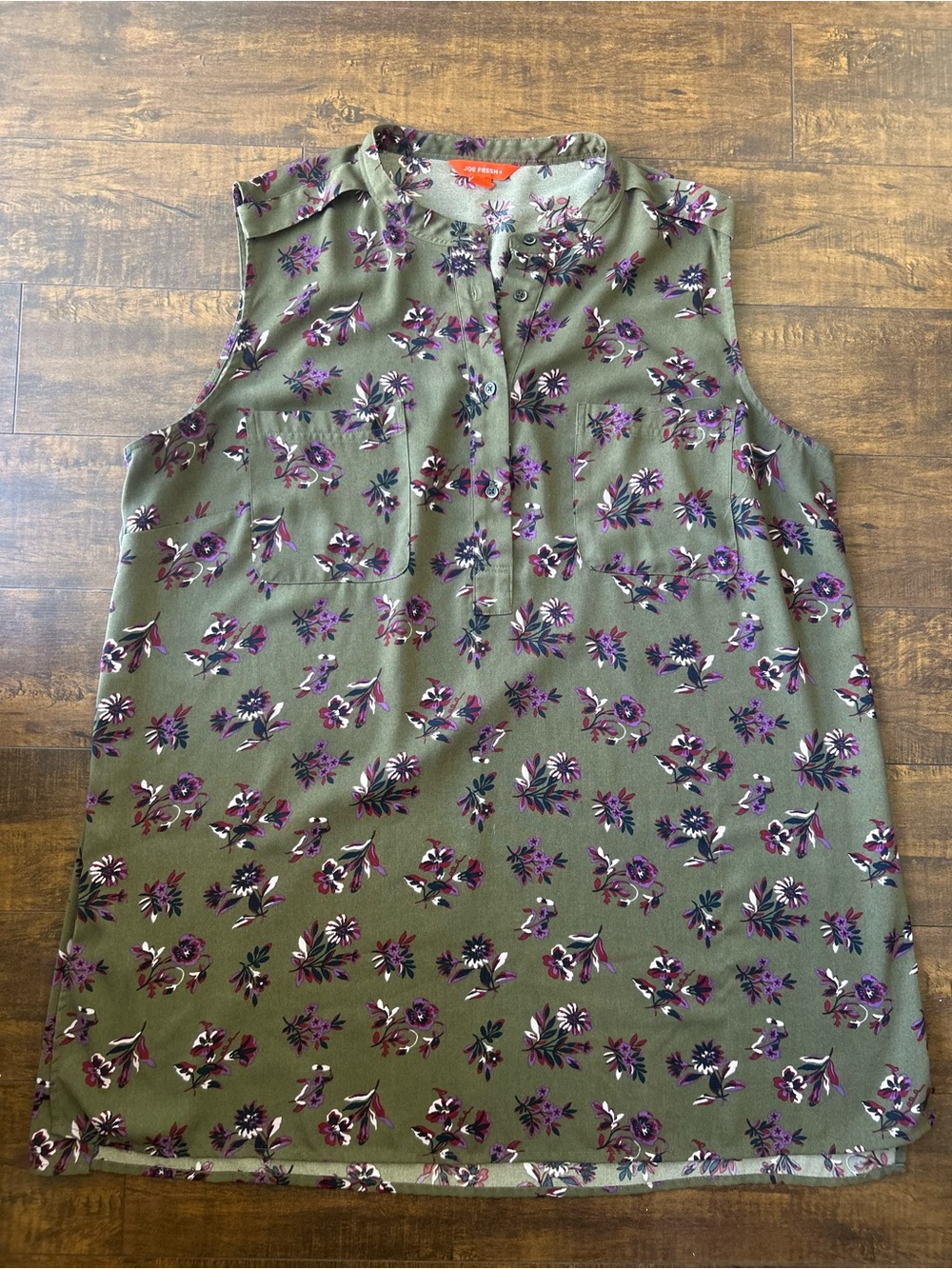 Joe Fresh Olive Green Floral Sleeveless Camisole